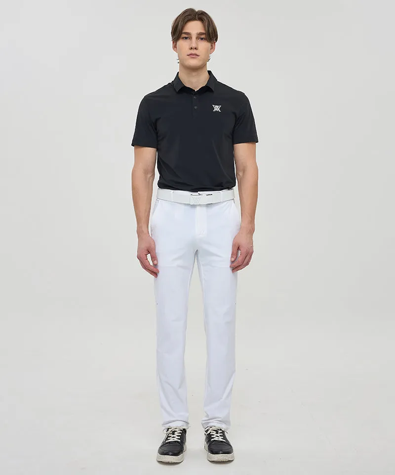 Men Back Fabric Block Short T-Shirt - Black