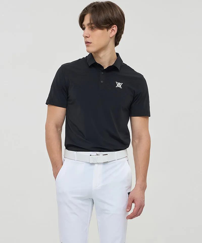 Men Back Fabric Block Short T-Shirt - Black
