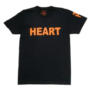 Men's - Heart Black and Orange Crew Neck T-Shirt