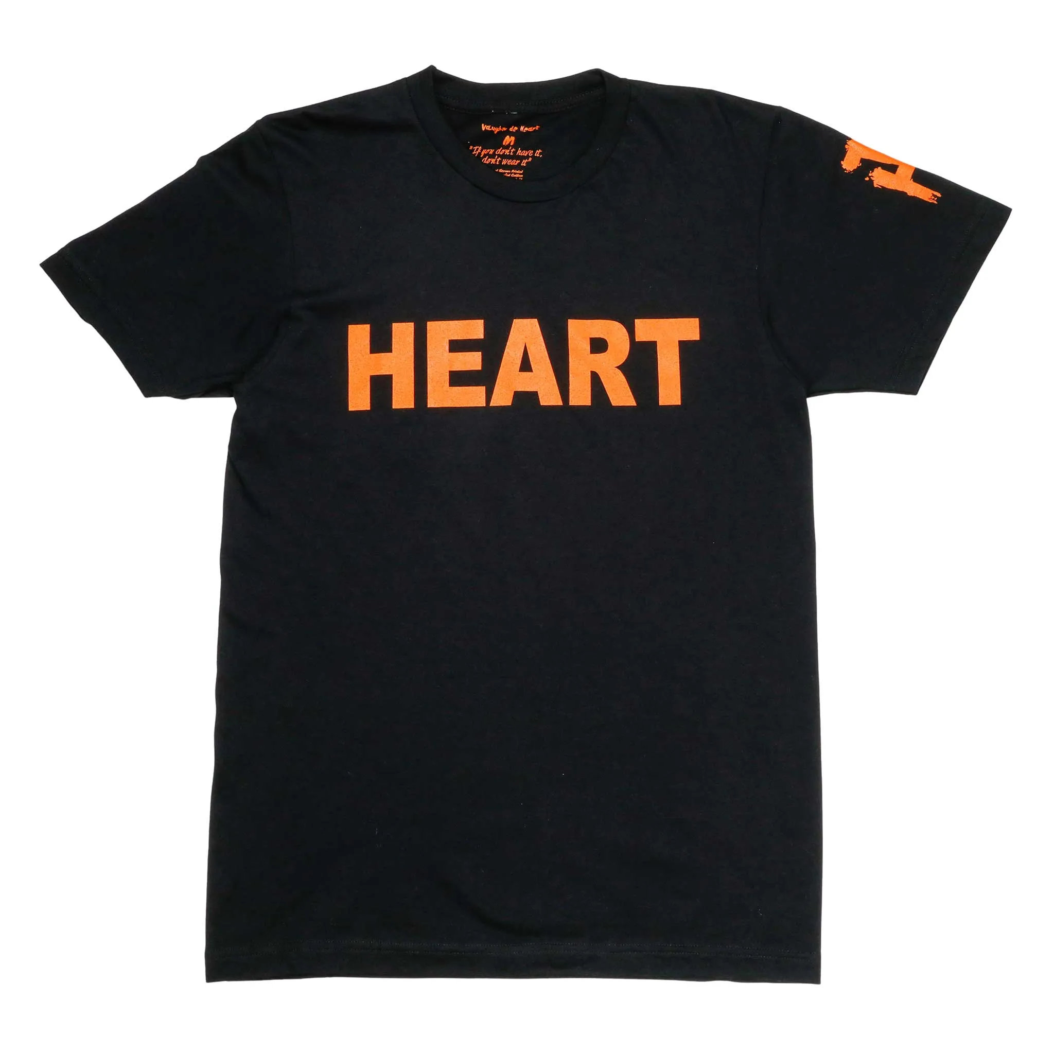 Men's - Heart Black and Orange Crew Neck T-Shirt