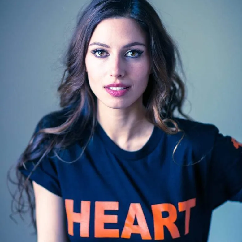 Men's - Heart Black and Orange Crew Neck T-Shirt