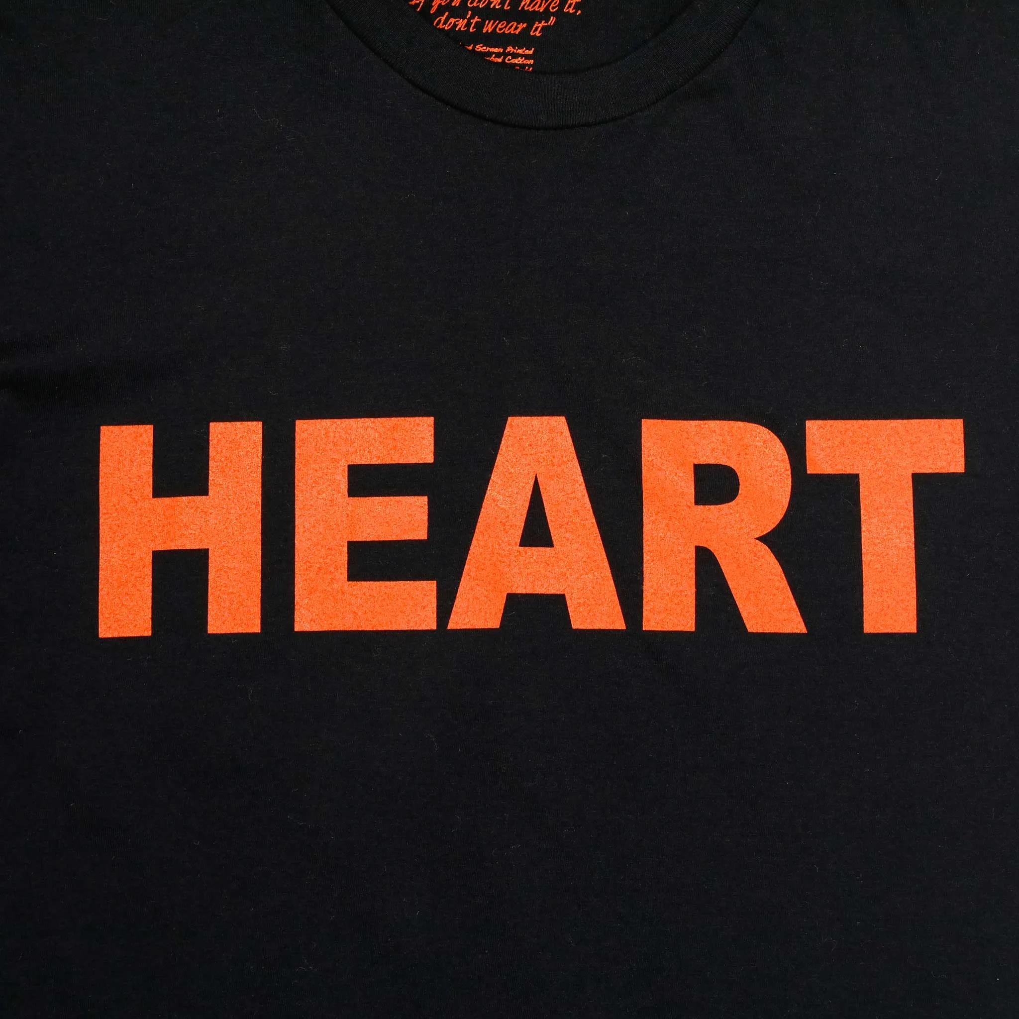 Men's - Heart Black and Orange Crew Neck T-Shirt