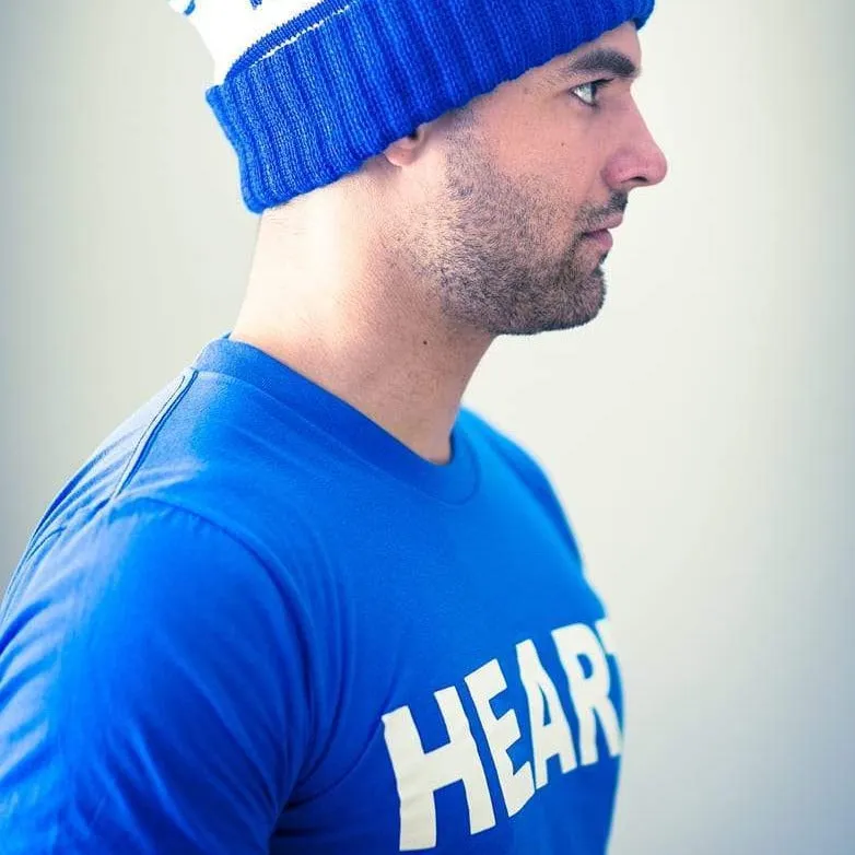 Men's - Heart Blue and White Crew Neck T-Shirt