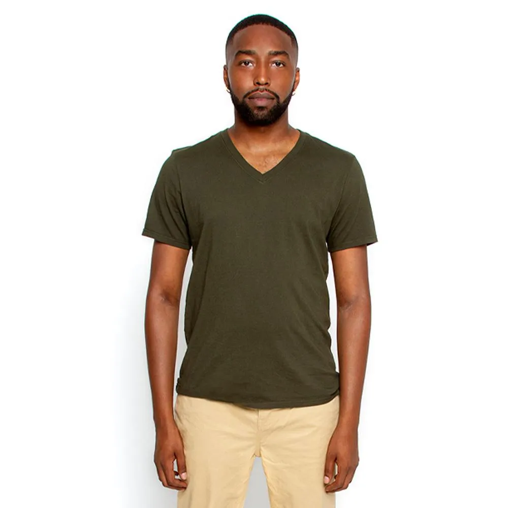 Men's Olive T Shirt V Neck | Nimble Basics