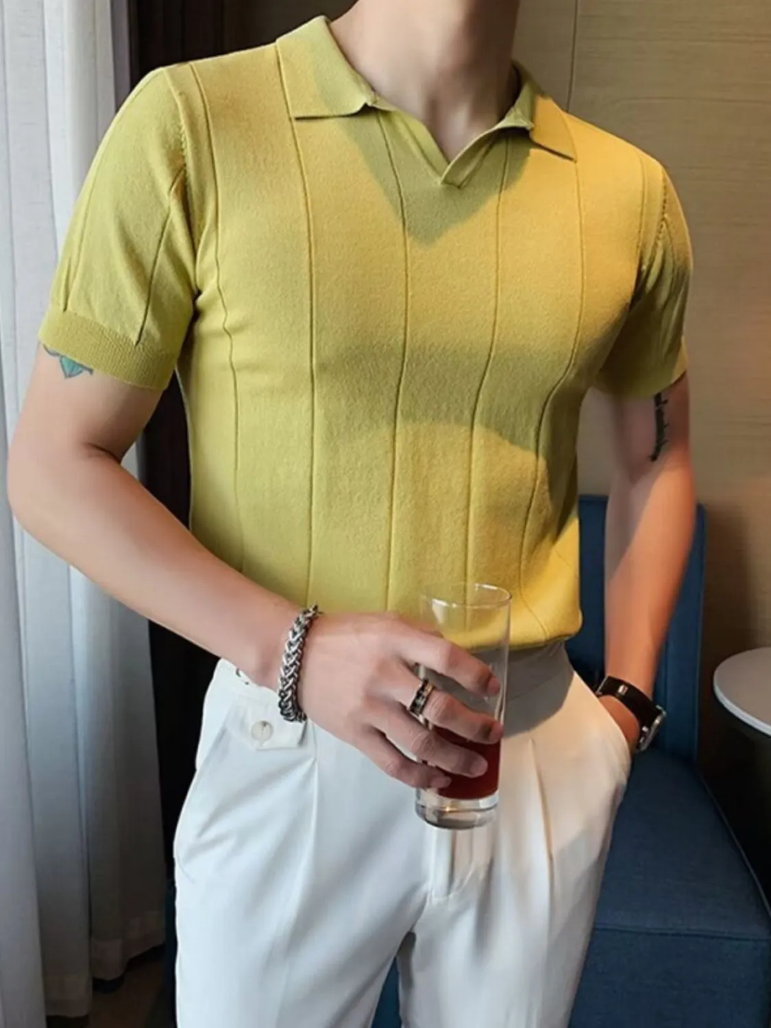 Men's Plus Size Collared Neck Short Sleeve Polo