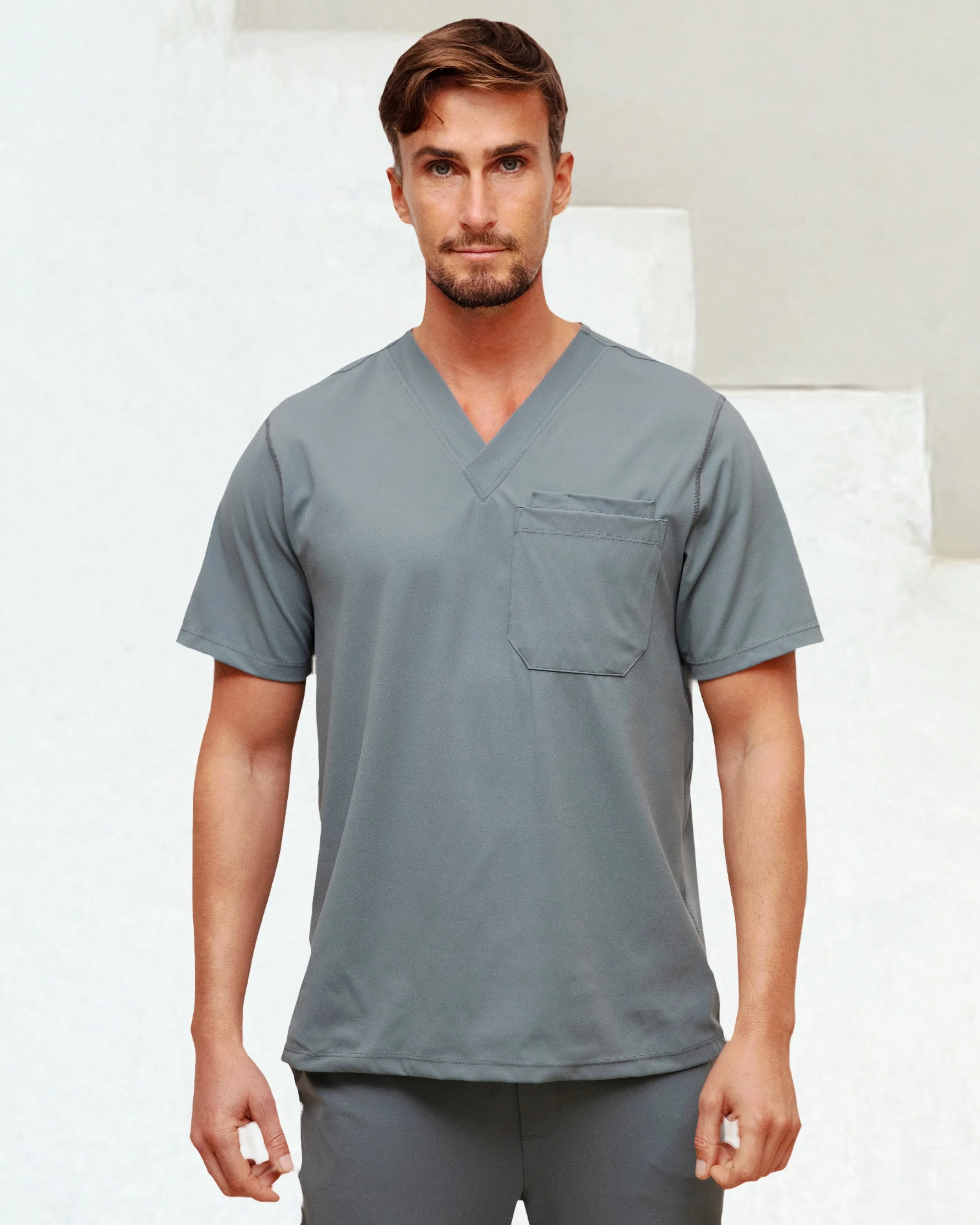 Men's Surf Green V-Neck Scrub Top