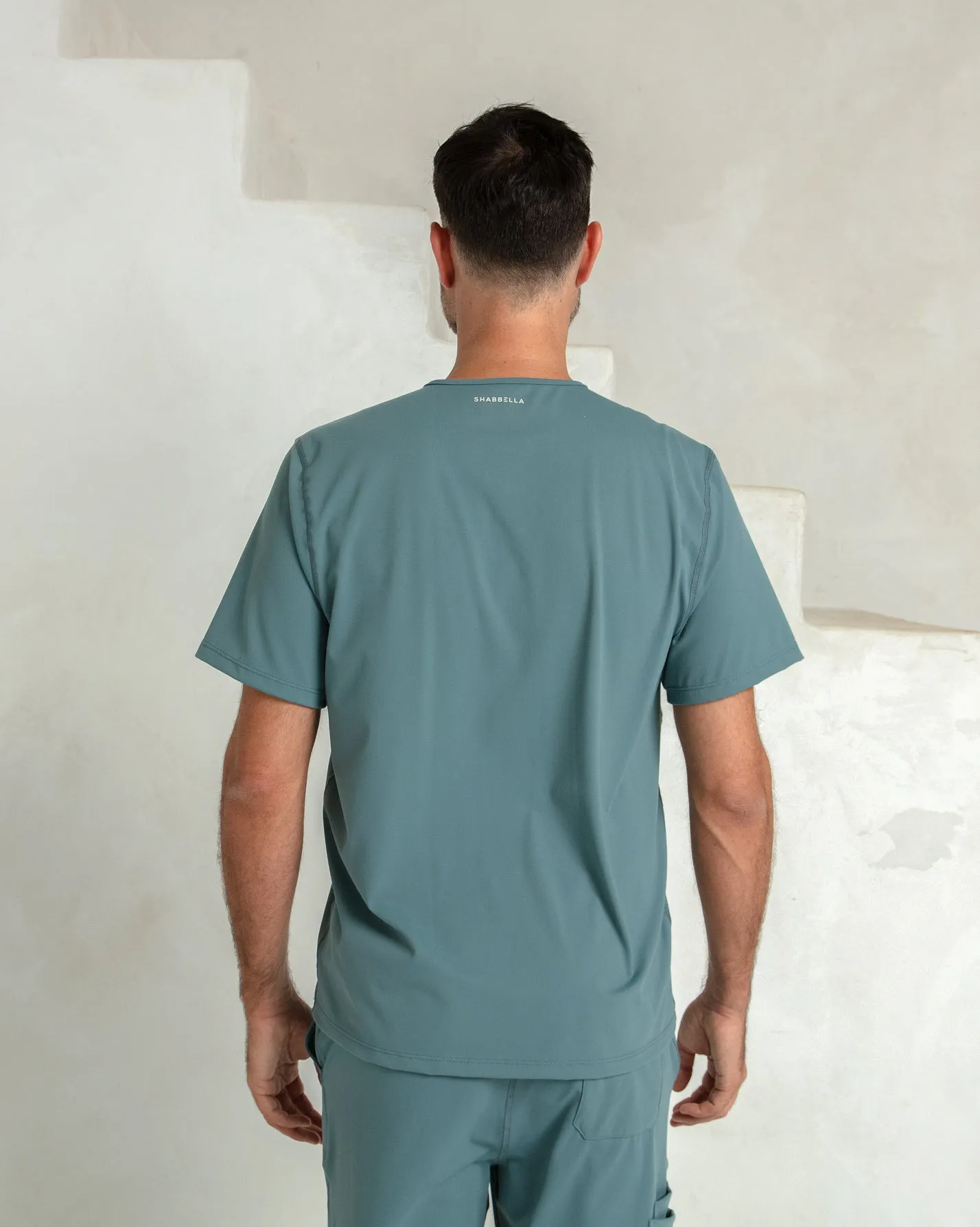 Men's Surf Green V-Neck Scrub Top