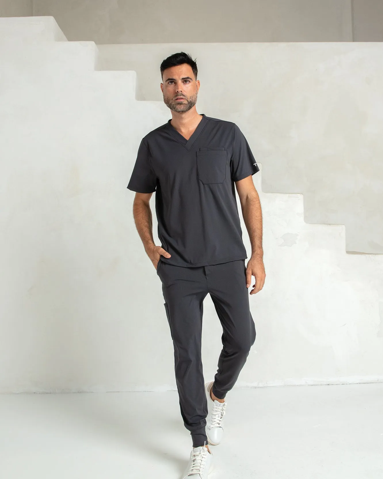 Men's Titanium V-Neck Scrub Top
