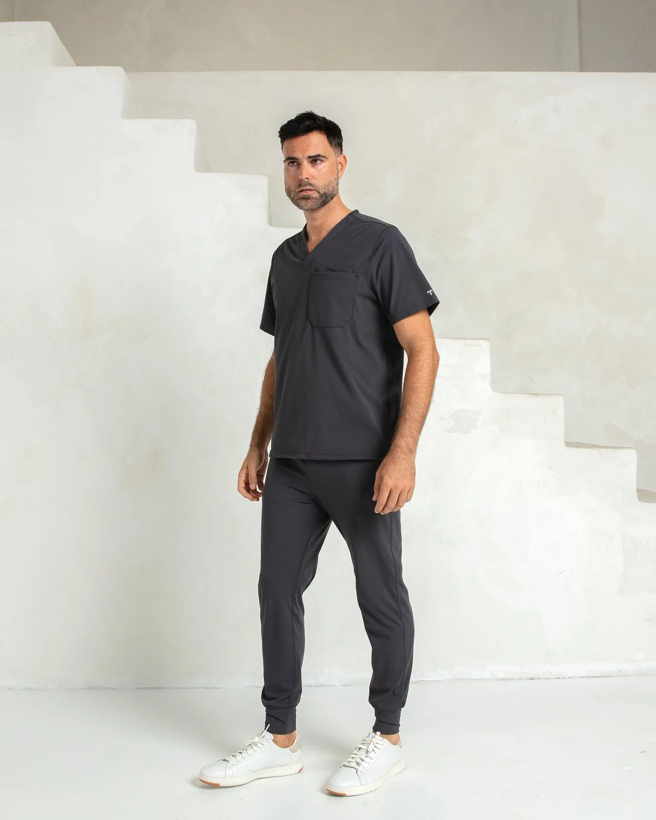 Men's Titanium V-Neck Scrub Top