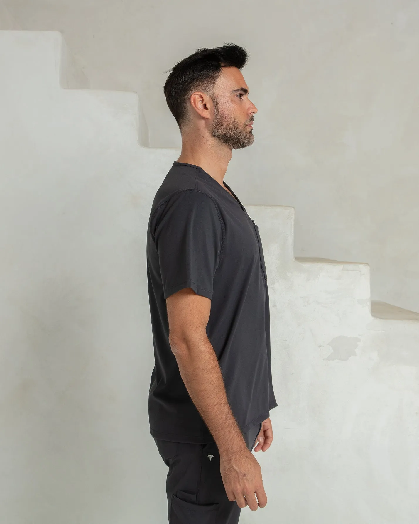 Men's Titanium V-Neck Scrub Top