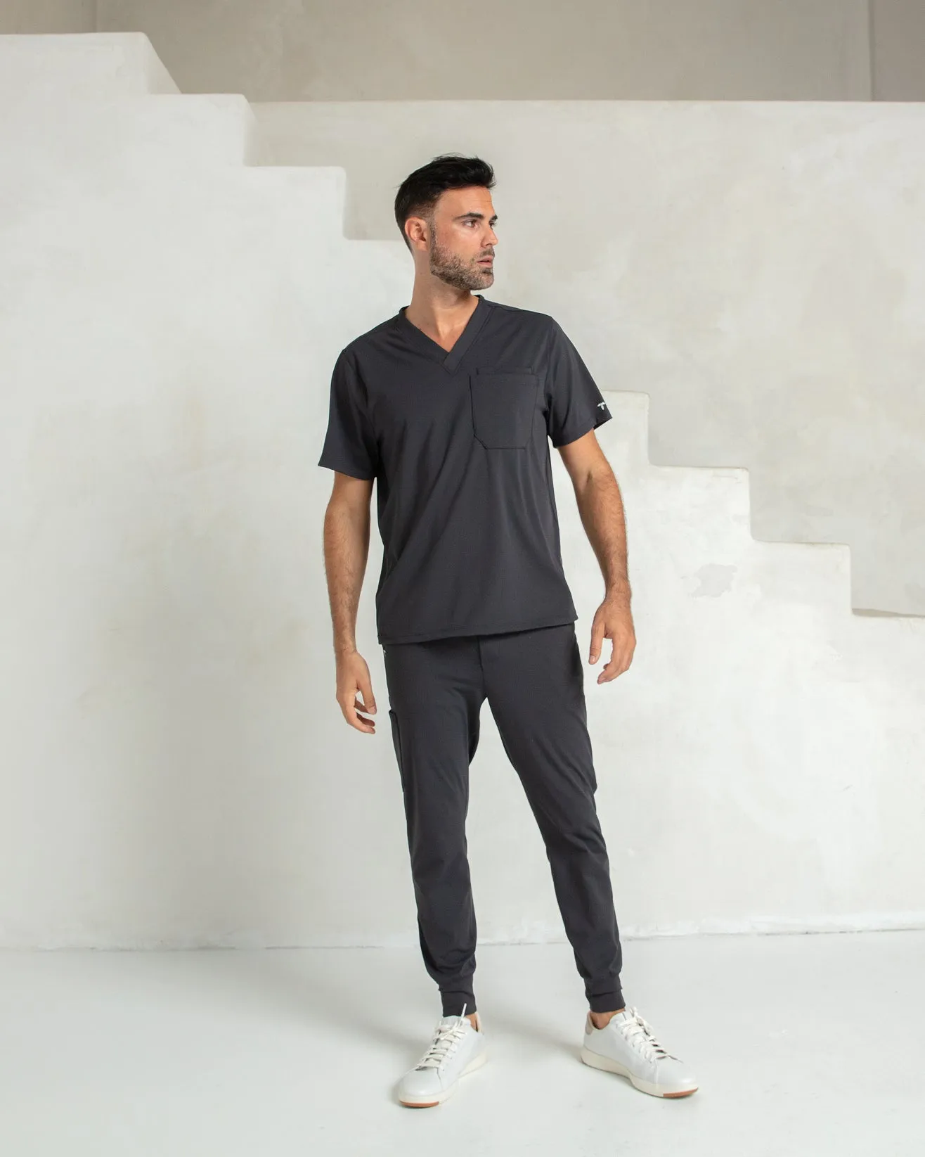 Men's Titanium V-Neck Scrub Top