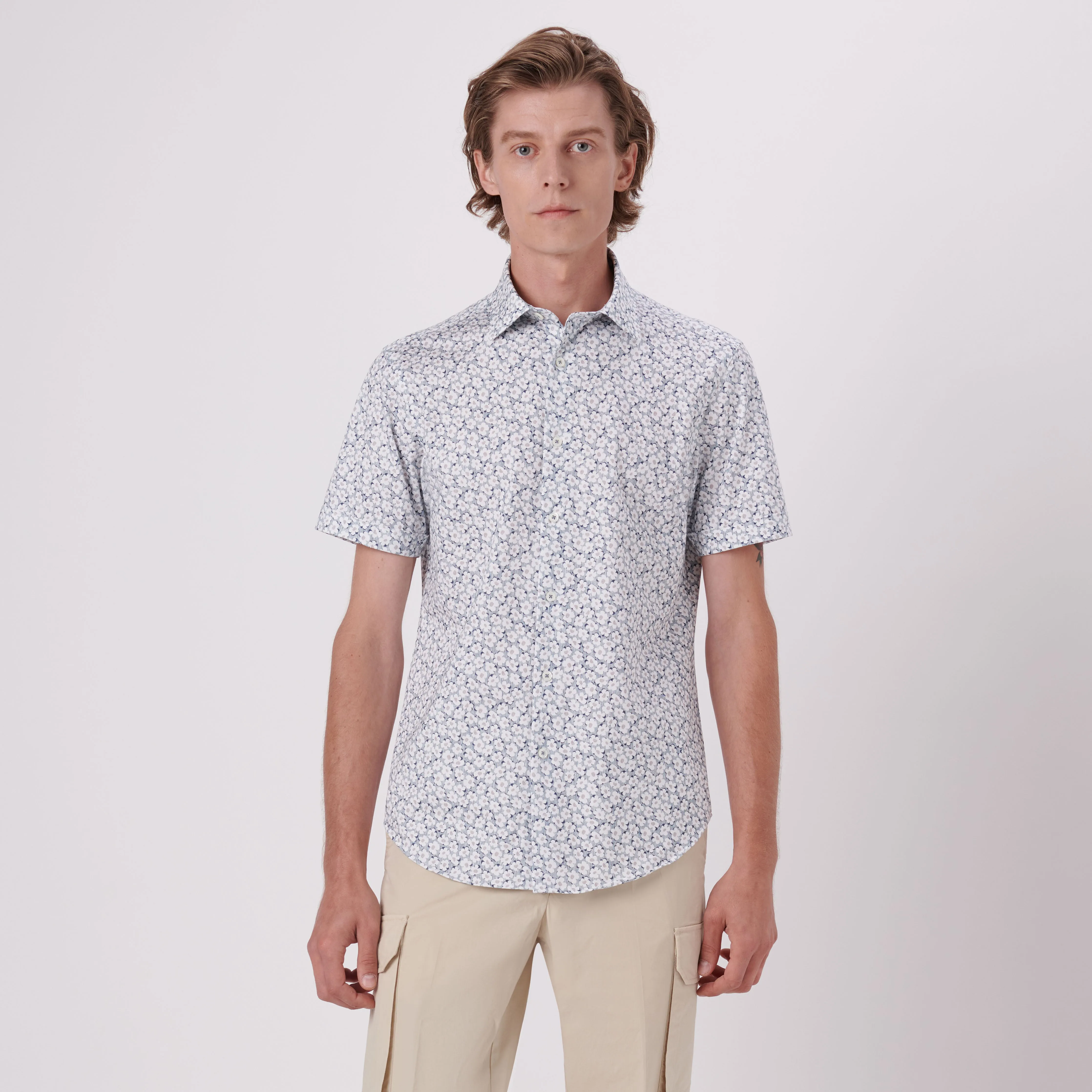 Miles Floral Print OoohCotton Short Sleeve Shirt