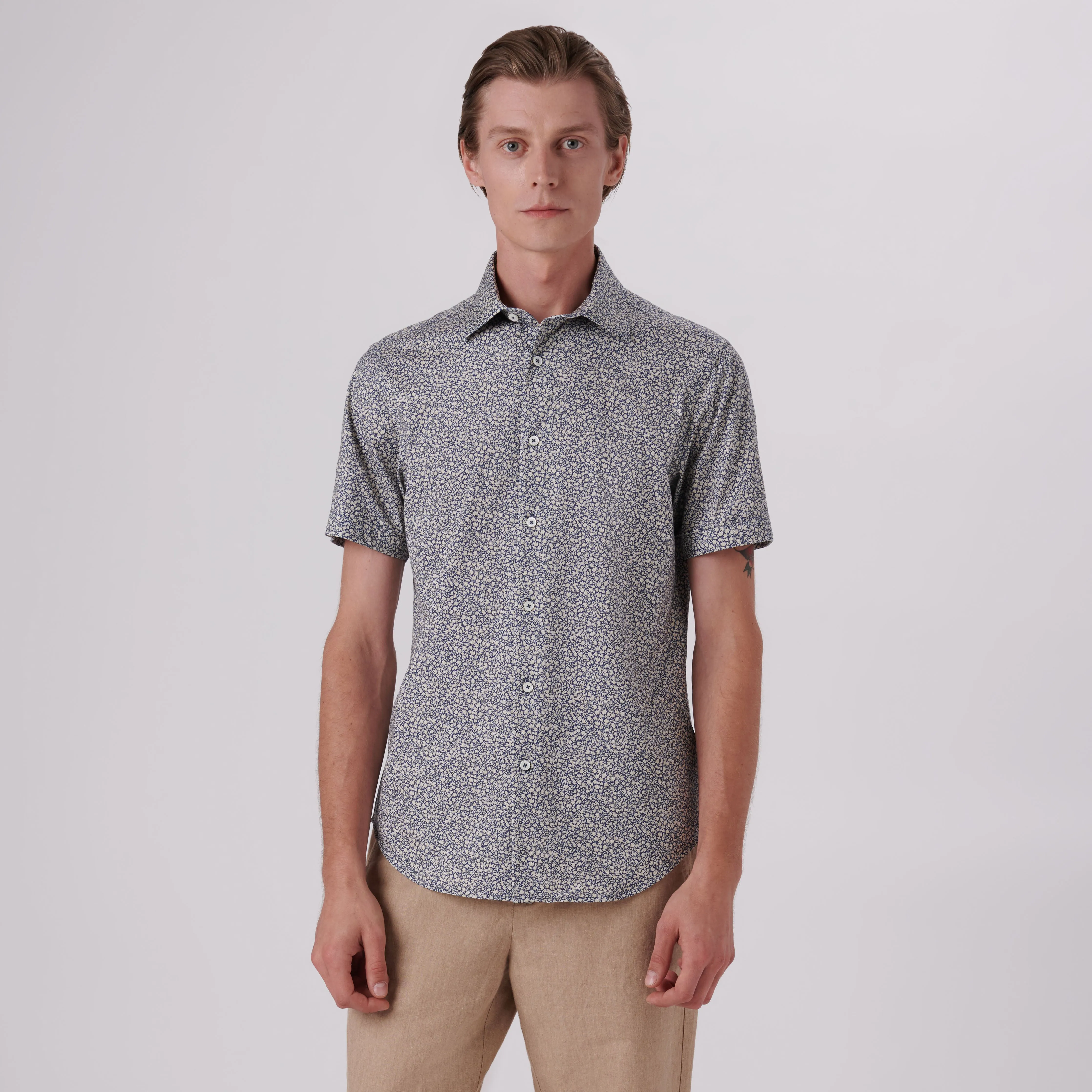 Miles Floral Print OoohCotton Short Sleeve Shirt