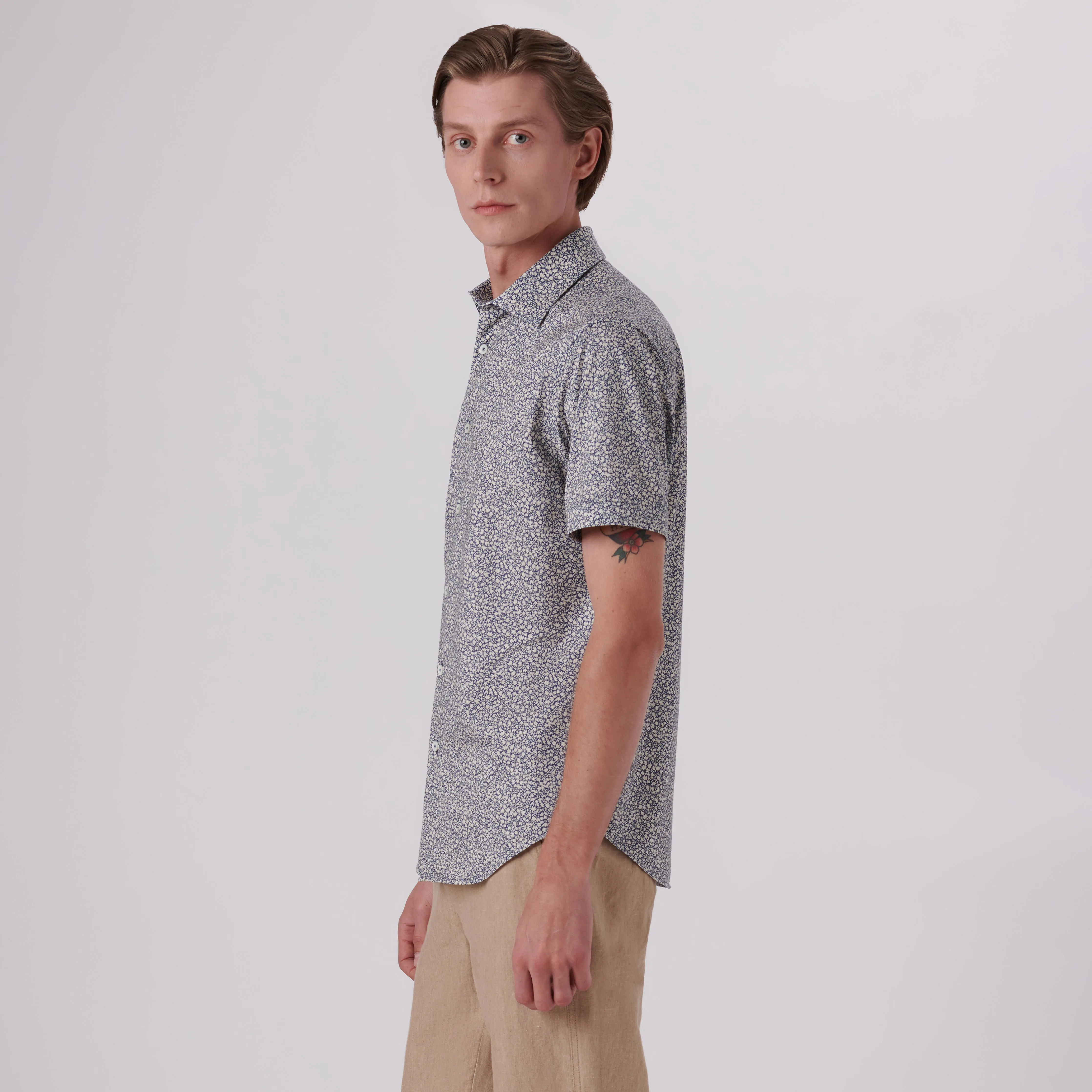 Miles Floral Print OoohCotton Short Sleeve Shirt