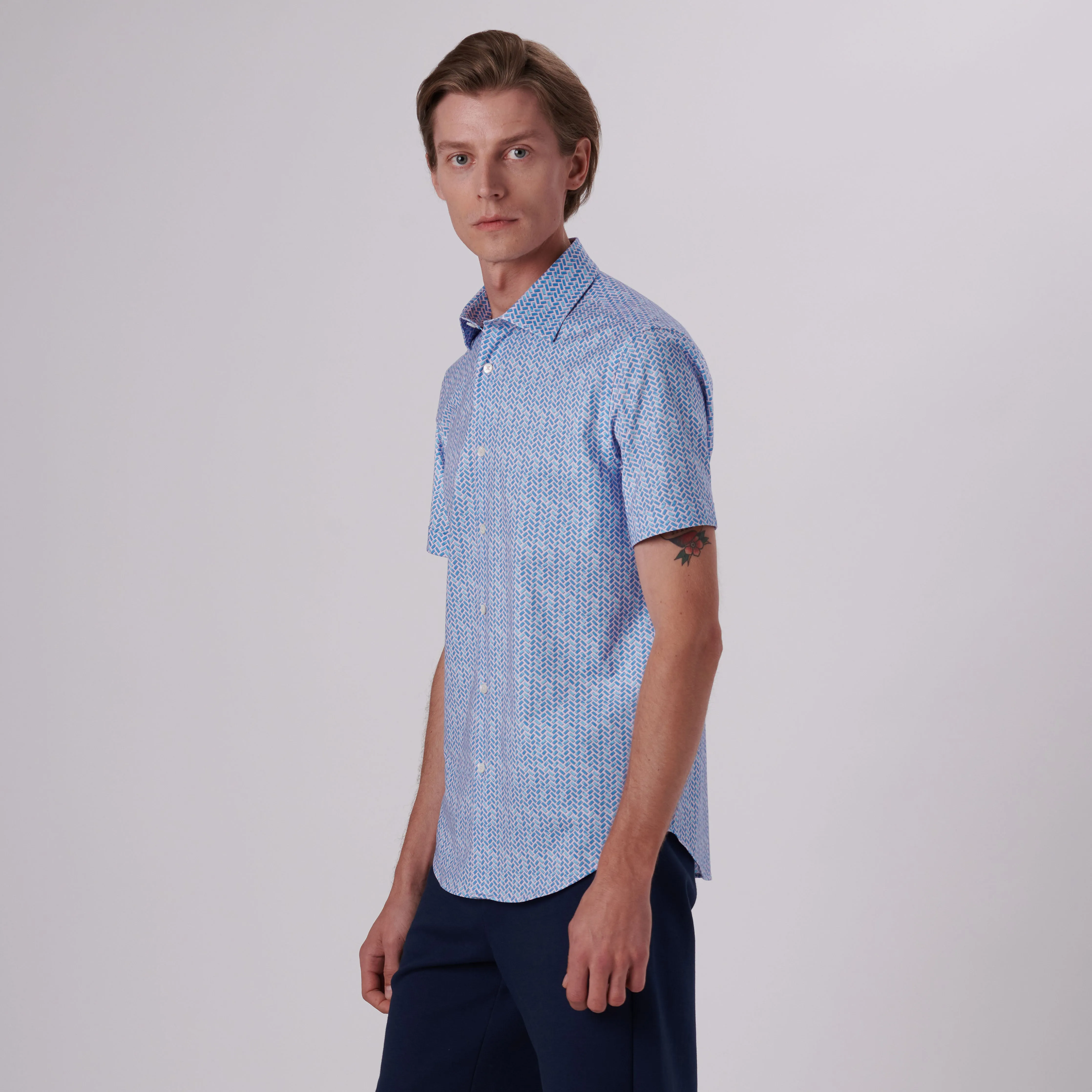 Miles Geometrical Print OoohCotton Short Sleeve Shirt