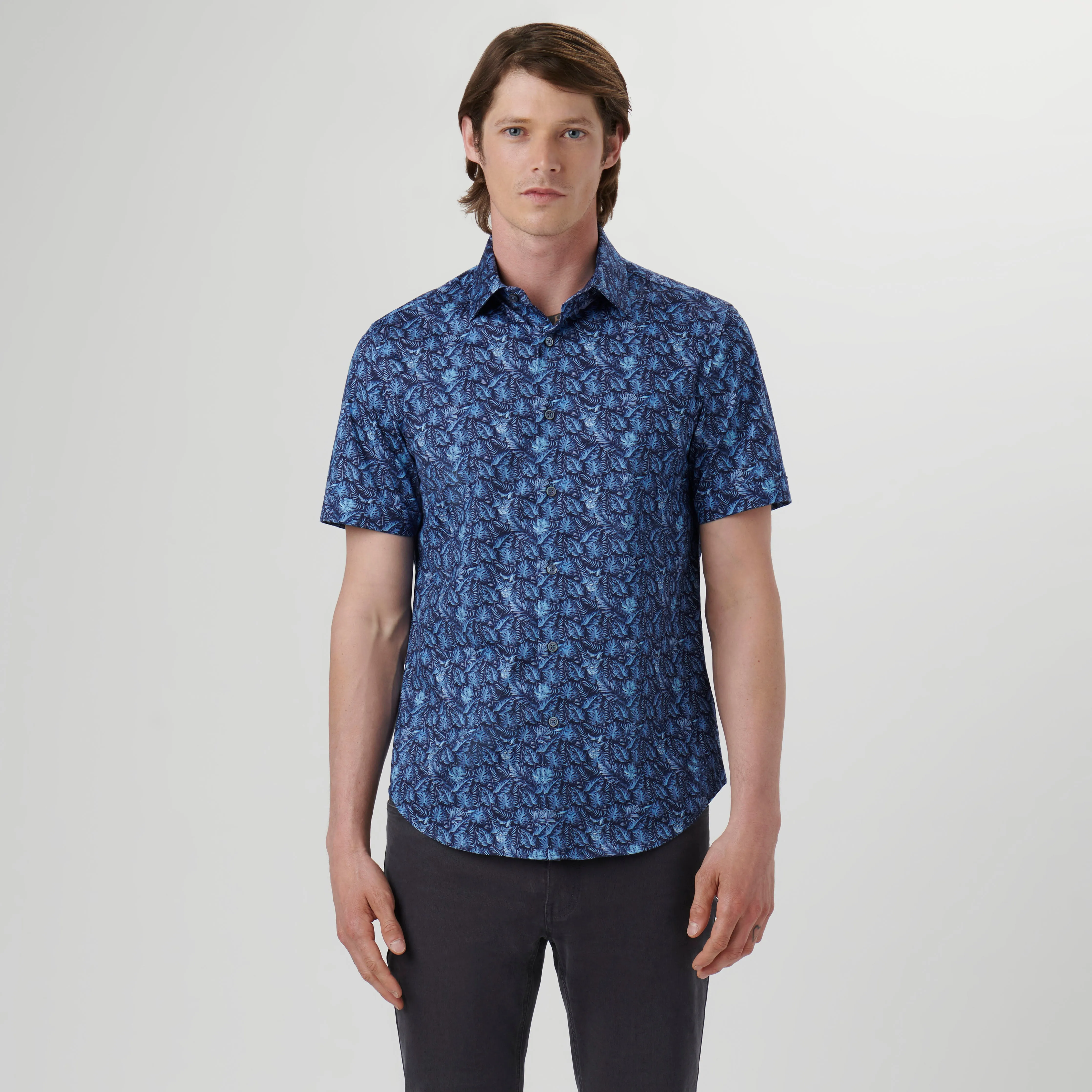 Miles Leaf Print OoohCotton Short Sleeve Shirt