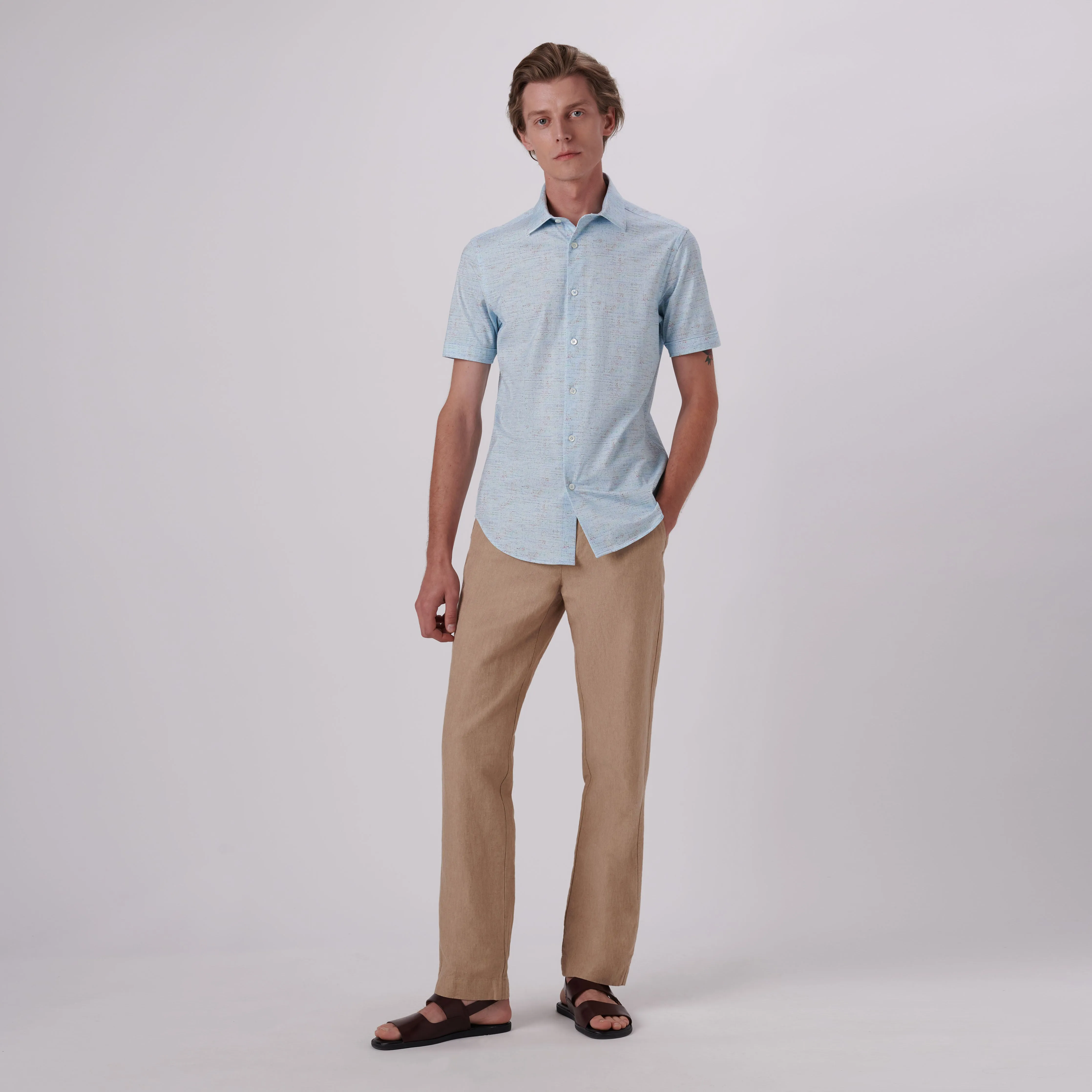 Miles Marled Print OoohCotton Short Sleeve Shirt