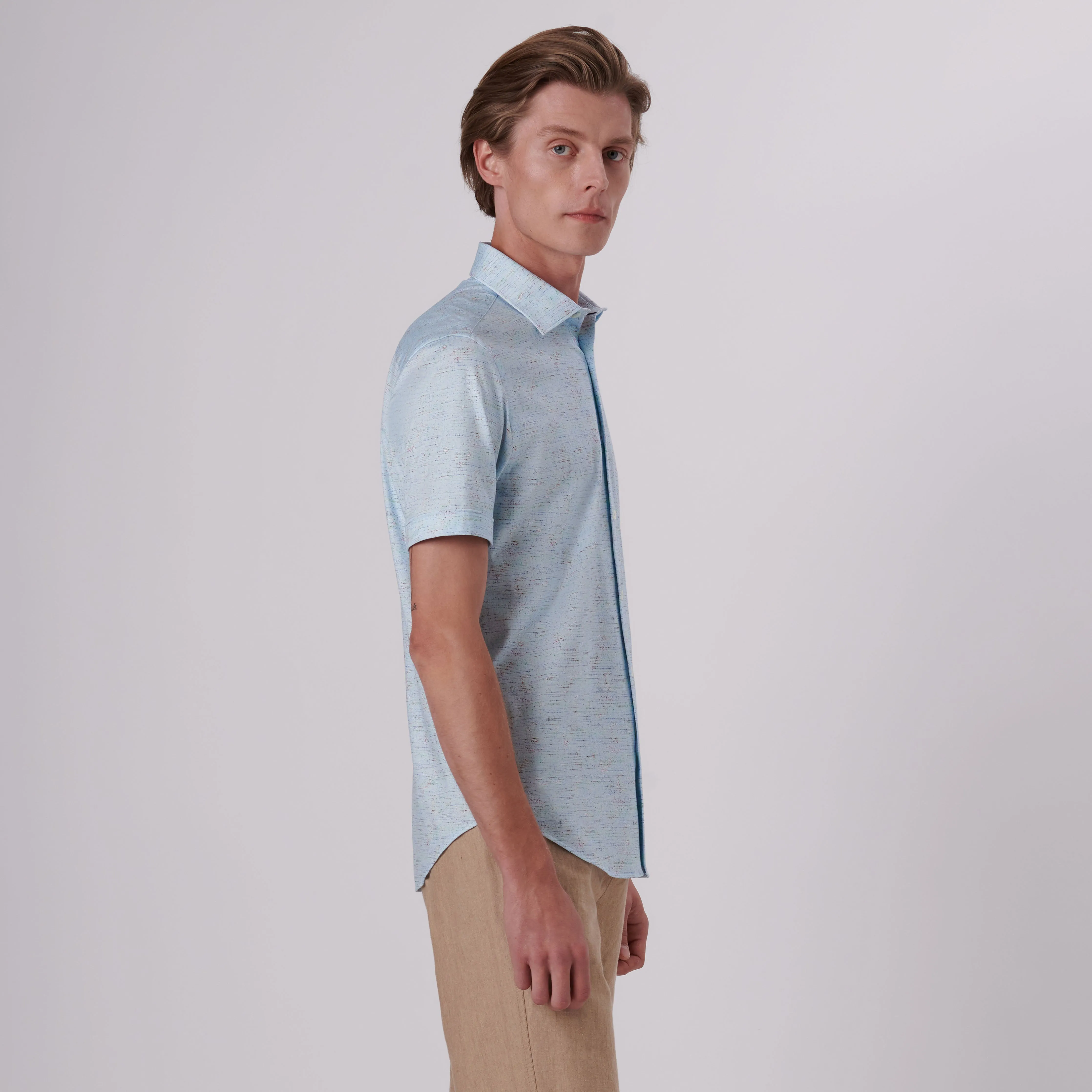 Miles Marled Print OoohCotton Short Sleeve Shirt