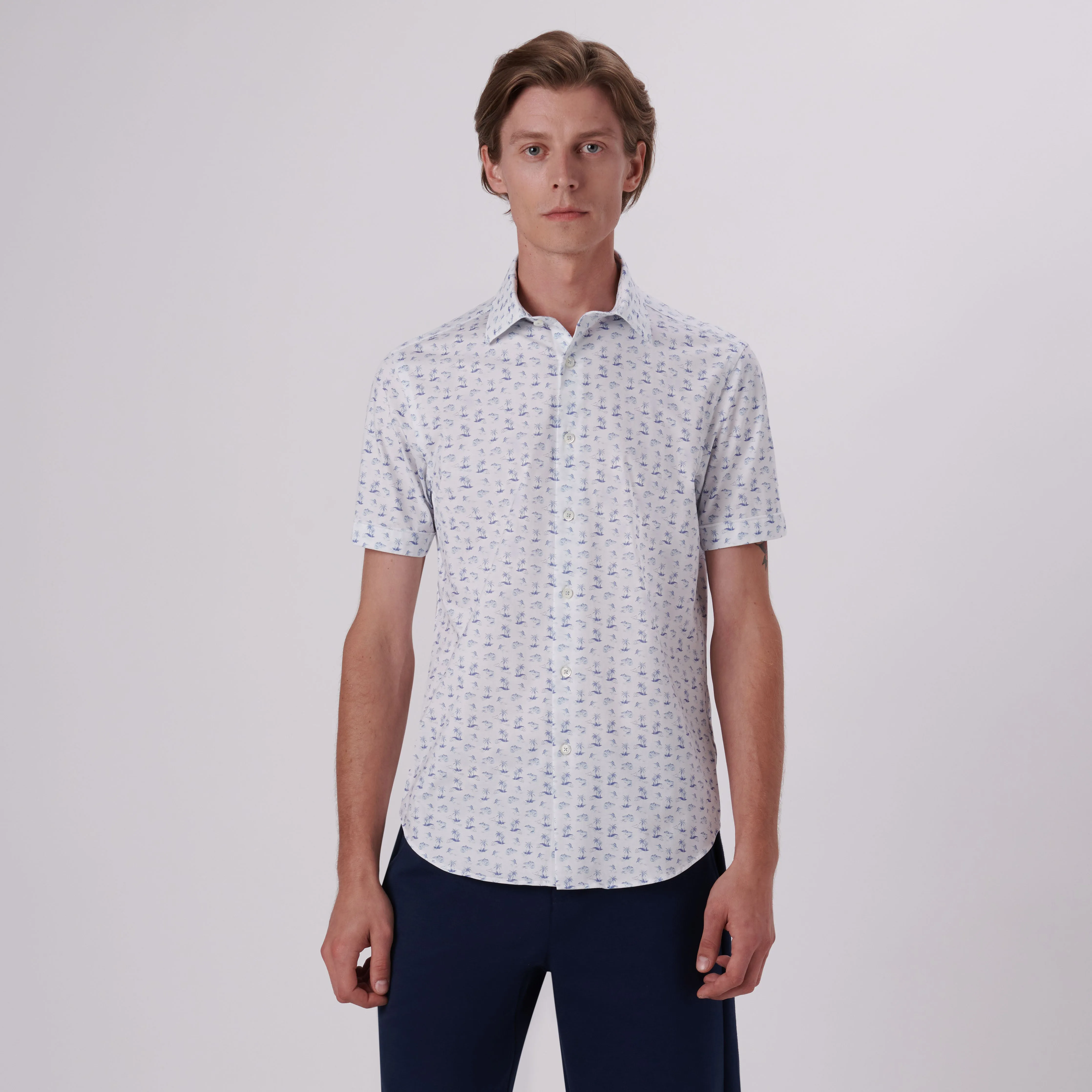 Miles Tropical Print OoohCotton Short Sleeve Shirt