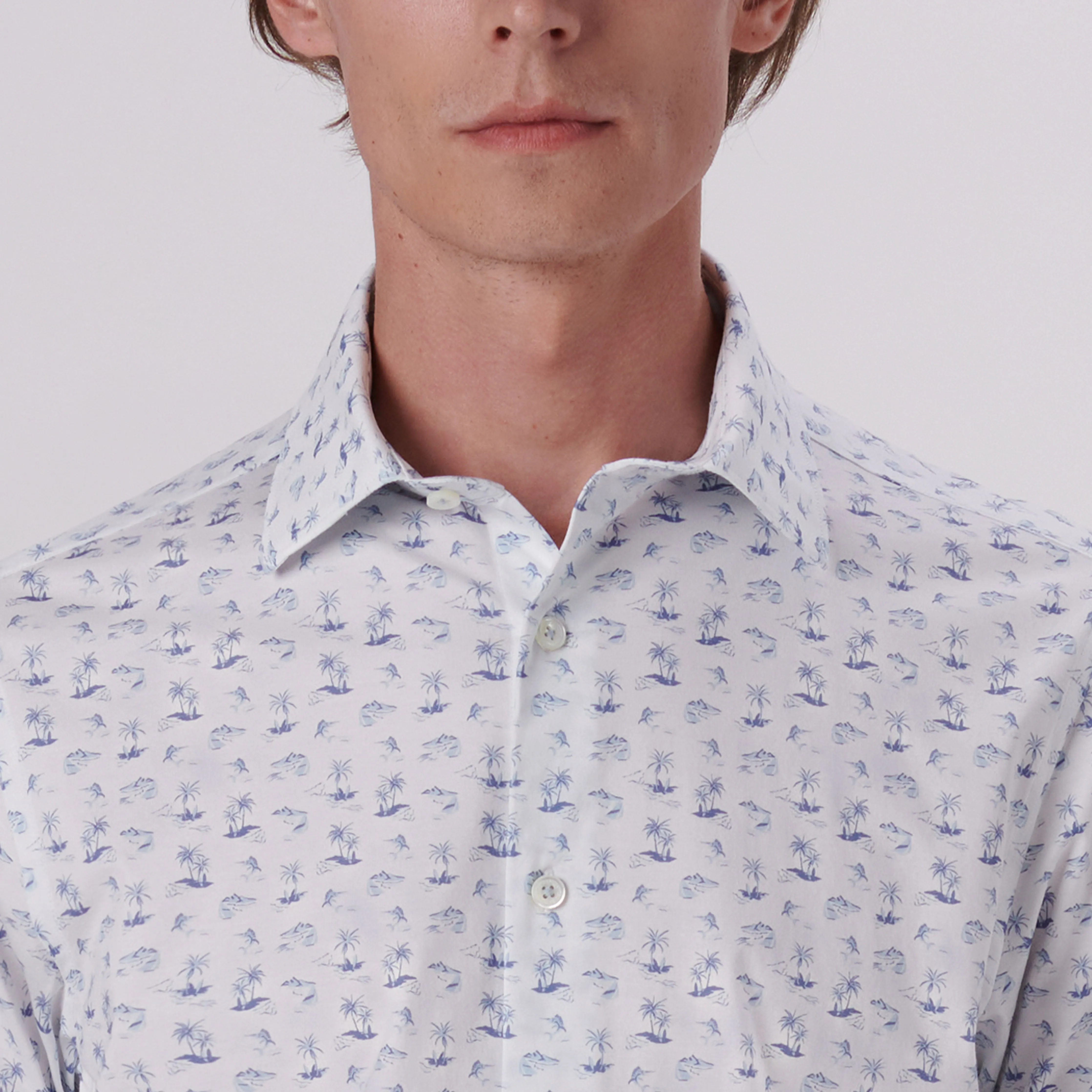 Miles Tropical Print OoohCotton Short Sleeve Shirt