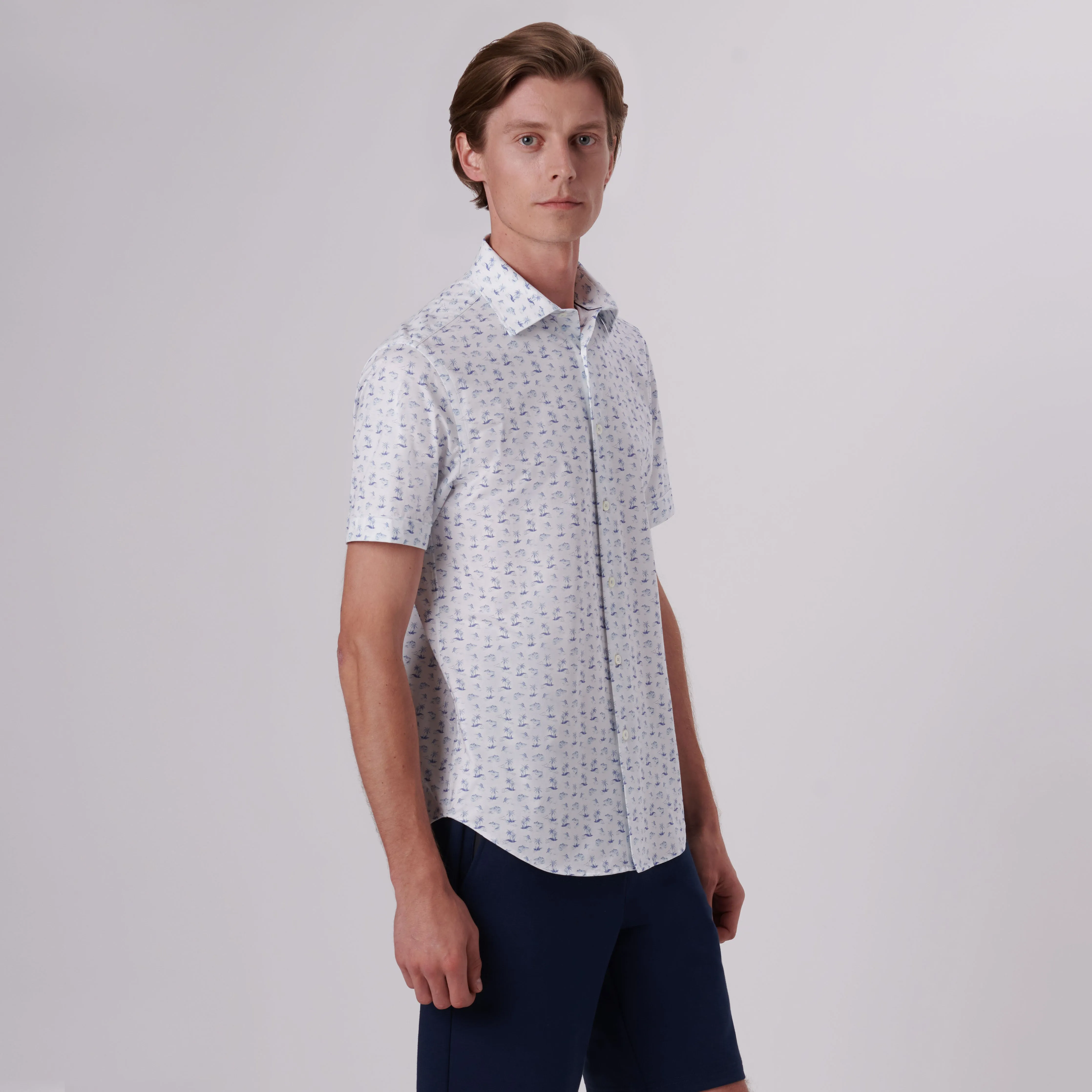 Miles Tropical Print OoohCotton Short Sleeve Shirt