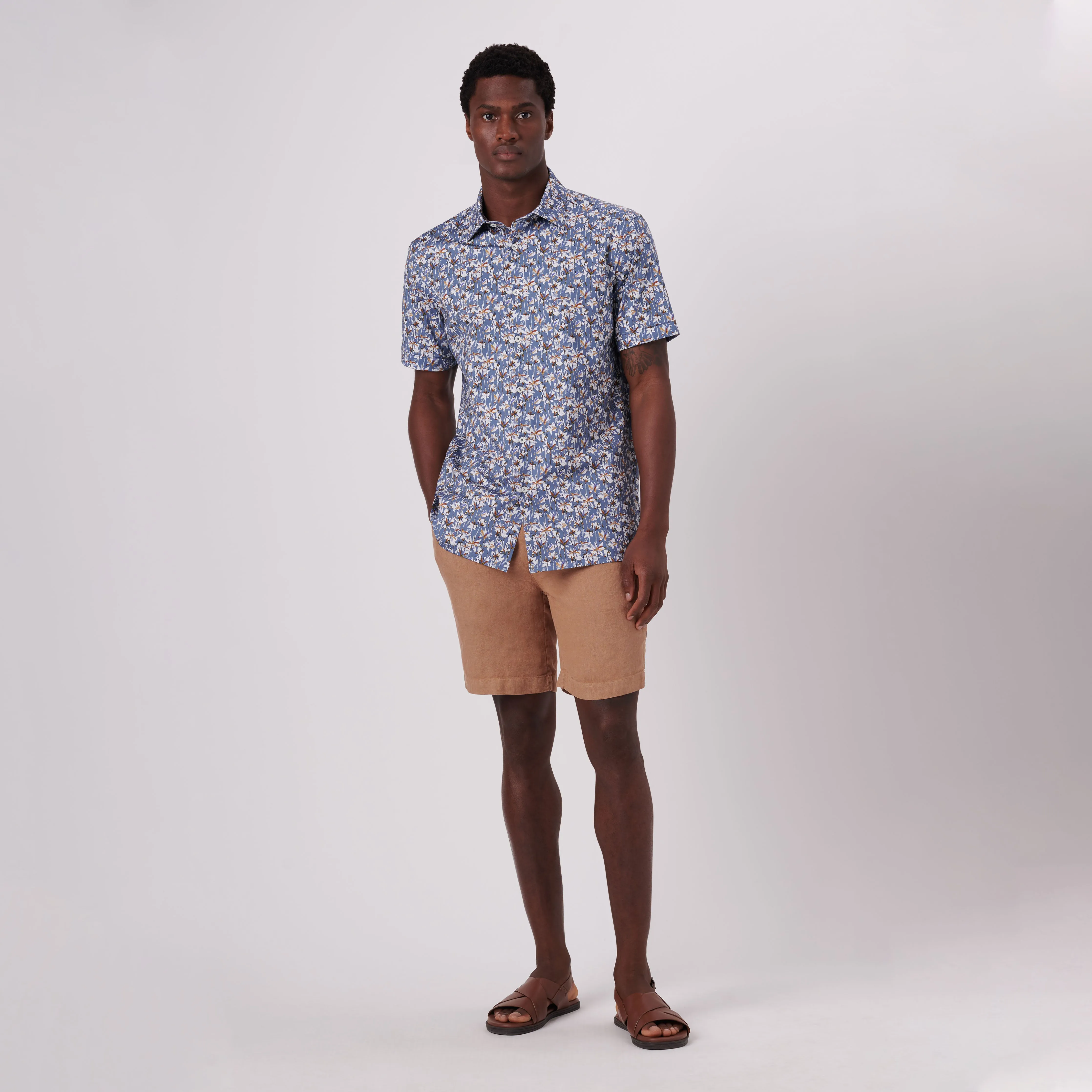 Milo Palm Trees Print OoohCotton Short Sleeve Shirt