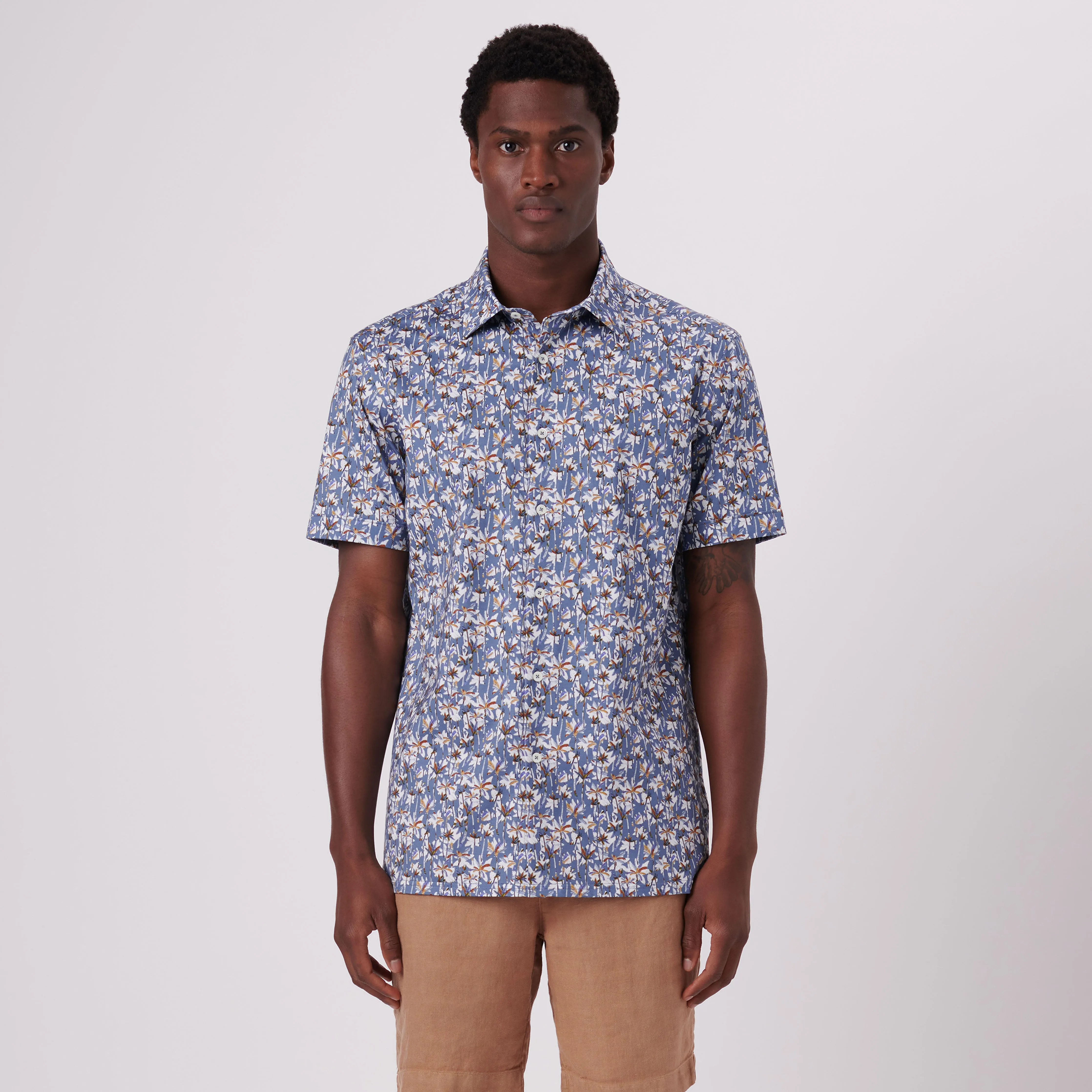 Milo Palm Trees Print OoohCotton Short Sleeve Shirt