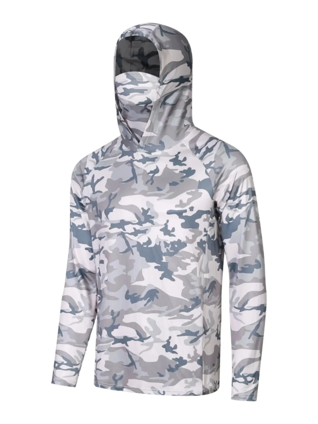 New Outdoor Camouflage Fishing Shirt Men Quick-drying Breathable Anti-mosquito Jacket Long-sleeve Hooded Fishing Clothing