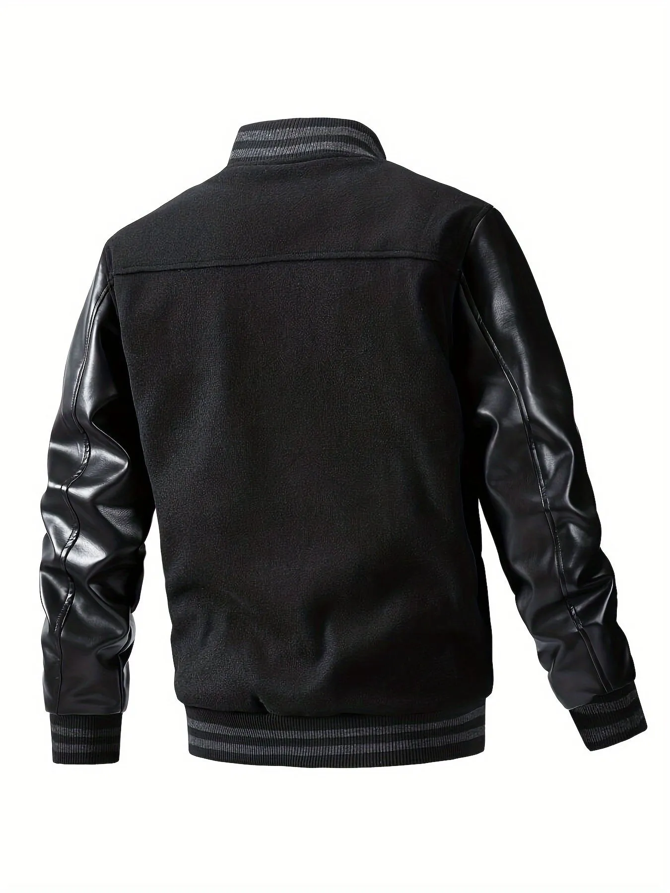 Plus Size Polyester College Style Baseball Jacket, Casual Embroidery Color Block Design With Pockets, Hand Wash Recommended