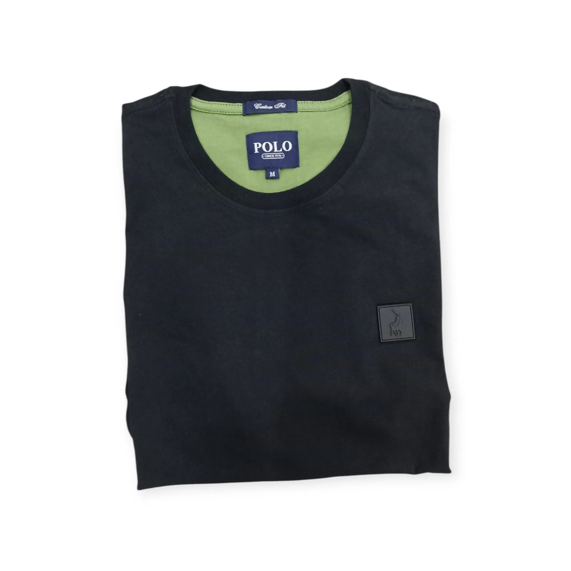 Polo Men's Essential Crew Neck Long Sleeve Tee Black