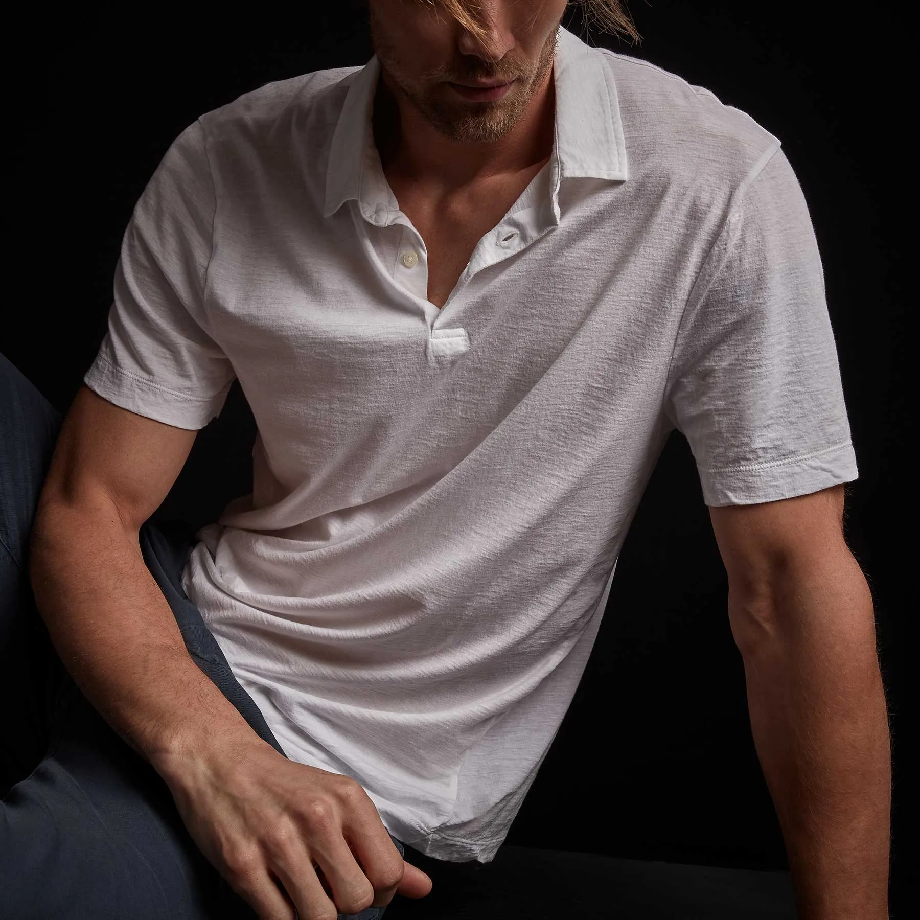Recycled Lotus Jersey Polo - White