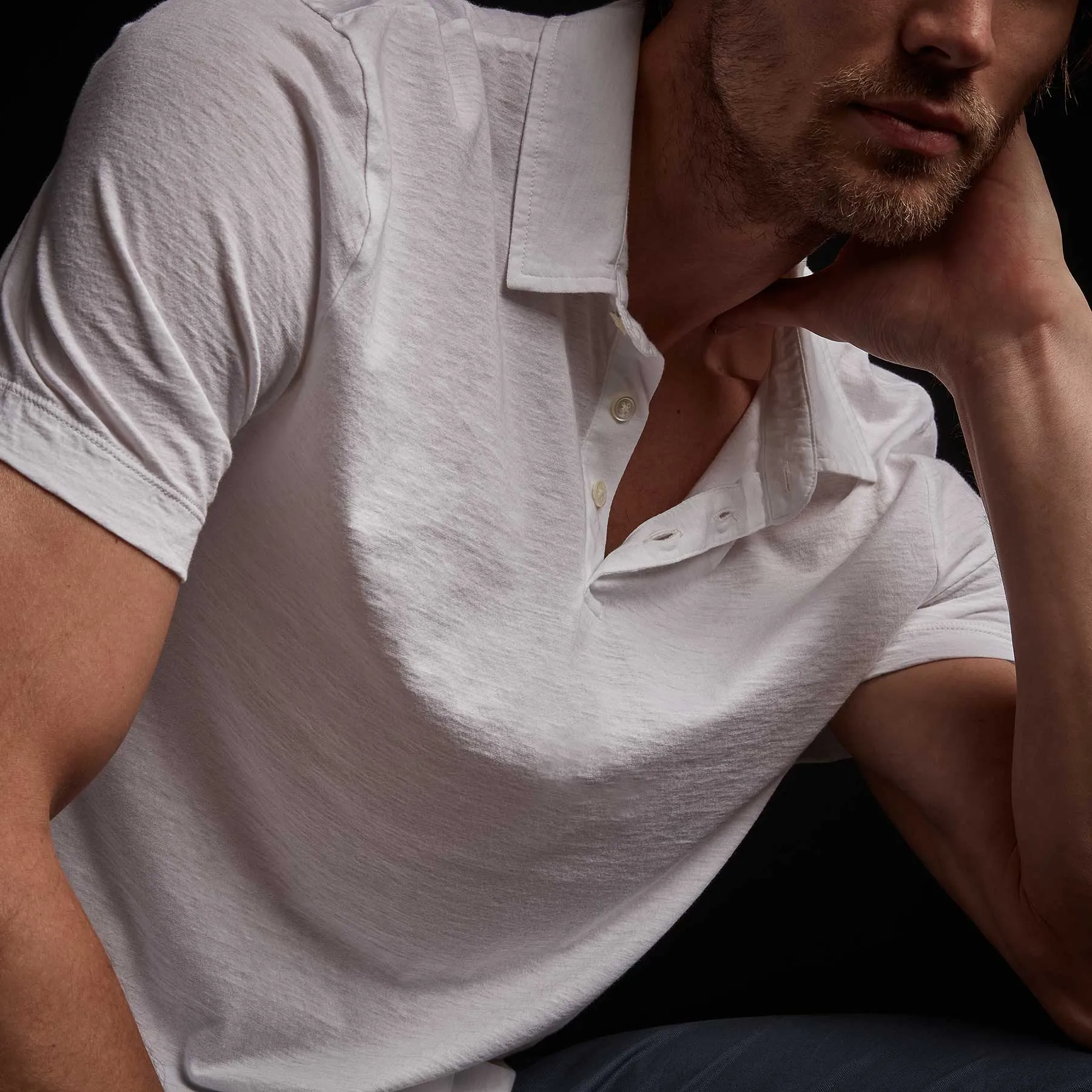 Recycled Lotus Jersey Polo - White