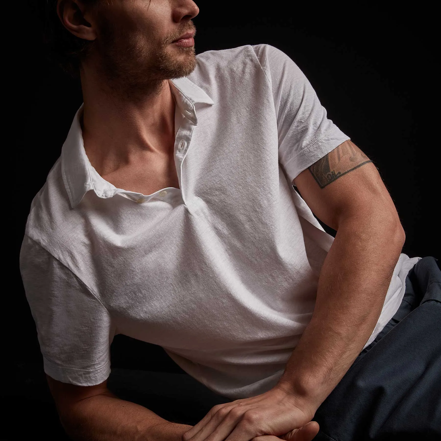 Recycled Lotus Jersey Polo - White