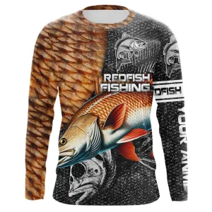 Redfish puppy drum scales tackle fishing Custom UV protection long sleeves fishing shirt for men NPQ60