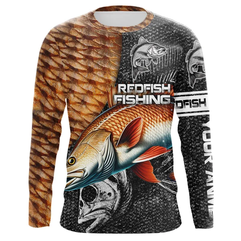 Redfish puppy drum scales tackle fishing Custom UV protection long sleeves fishing shirt for men NPQ60