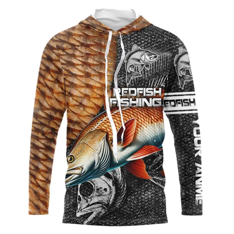 Redfish puppy drum scales tackle fishing Custom UV protection long sleeves fishing shirt for men NPQ60