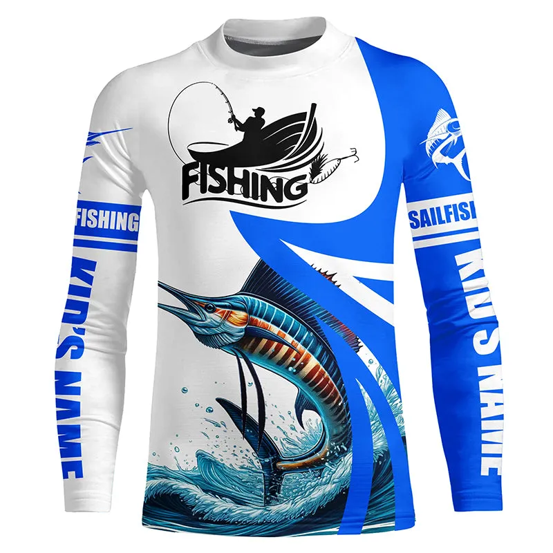 Sailfish fishing Custom sun protection Kid long sleeve fishing shirts, Sailfish fishing jerseys | Blue NQS5321