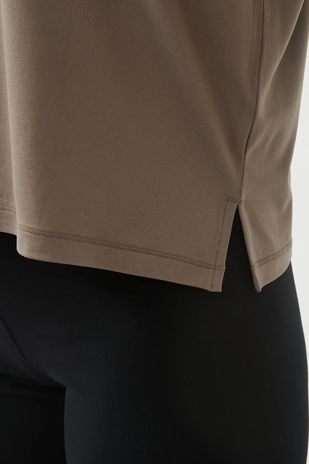 Silky Quick Dry Loose Fit Short Sleeve Top with Round Neck and Dropped Shoulders