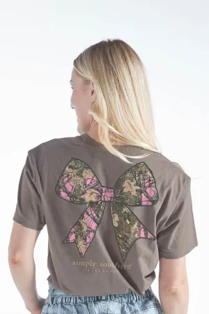 Simply Southern Camo Bow T-Shirt for Women in Desert Heather | SS-CAMOBOW-DESERTHTHR