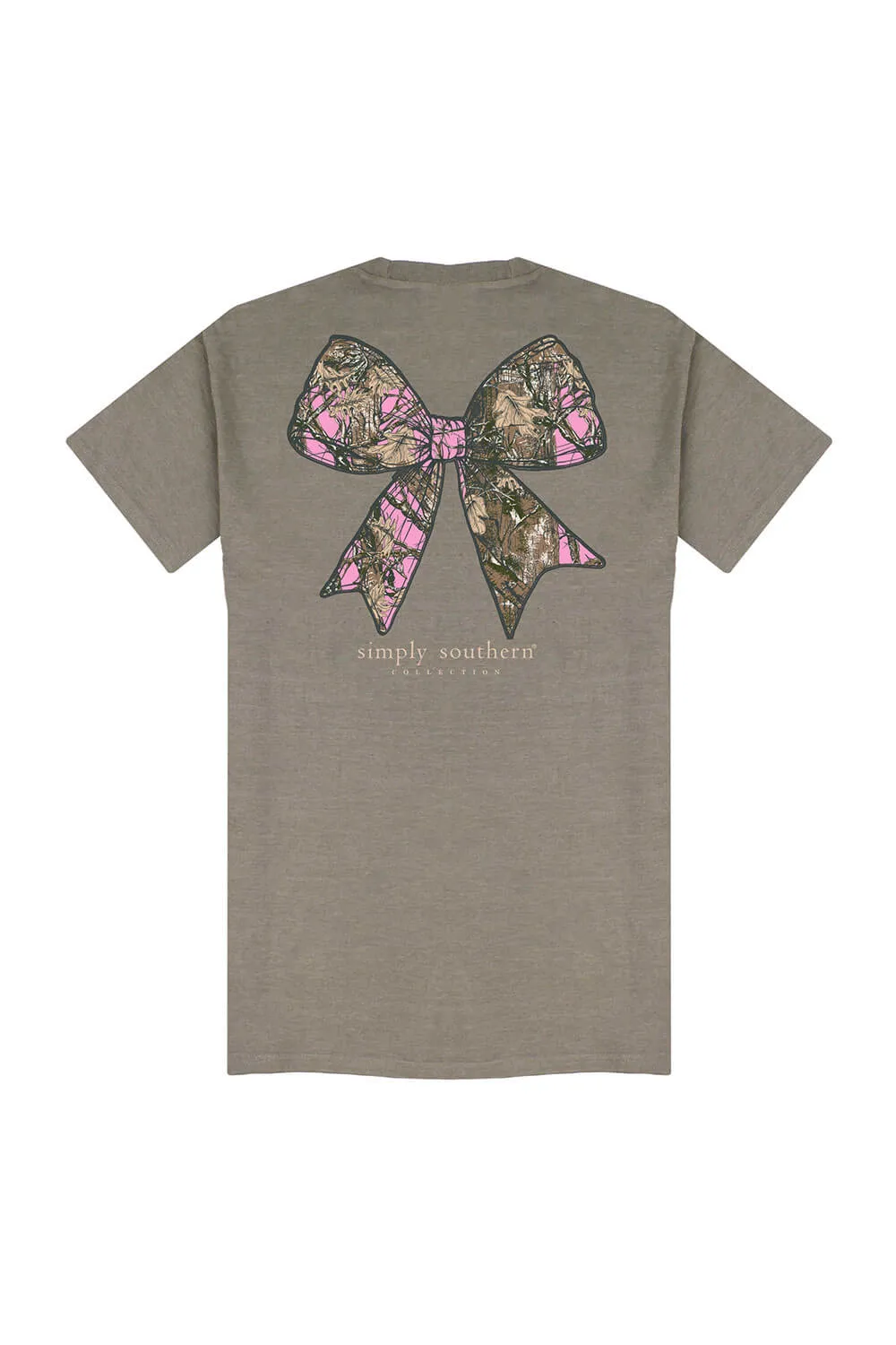 Simply Southern Camo Bow T-Shirt for Women in Desert Heather | SS-CAMOBOW-DESERTHTHR
