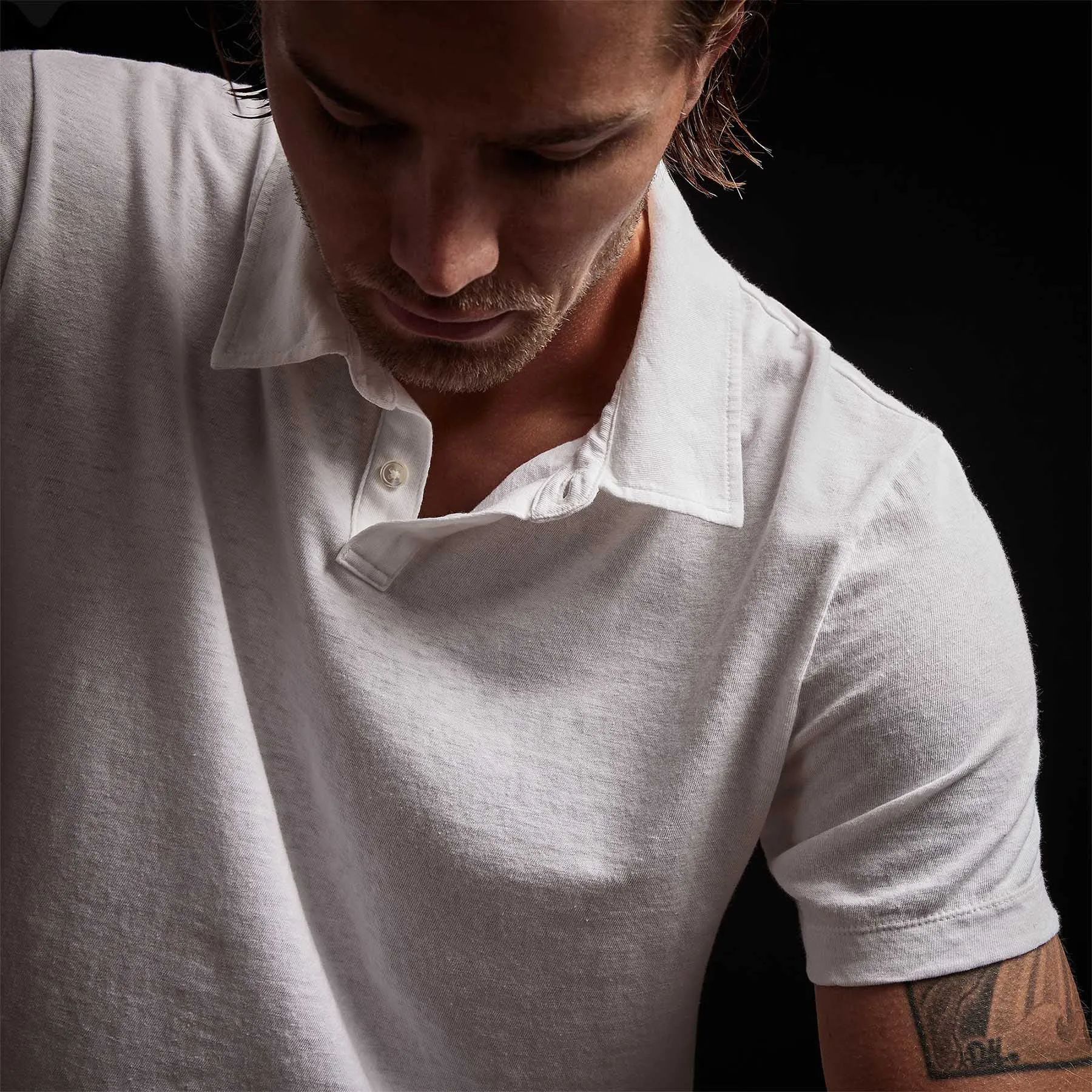 Soft Slub Jersey Short Sleeve Polo - White