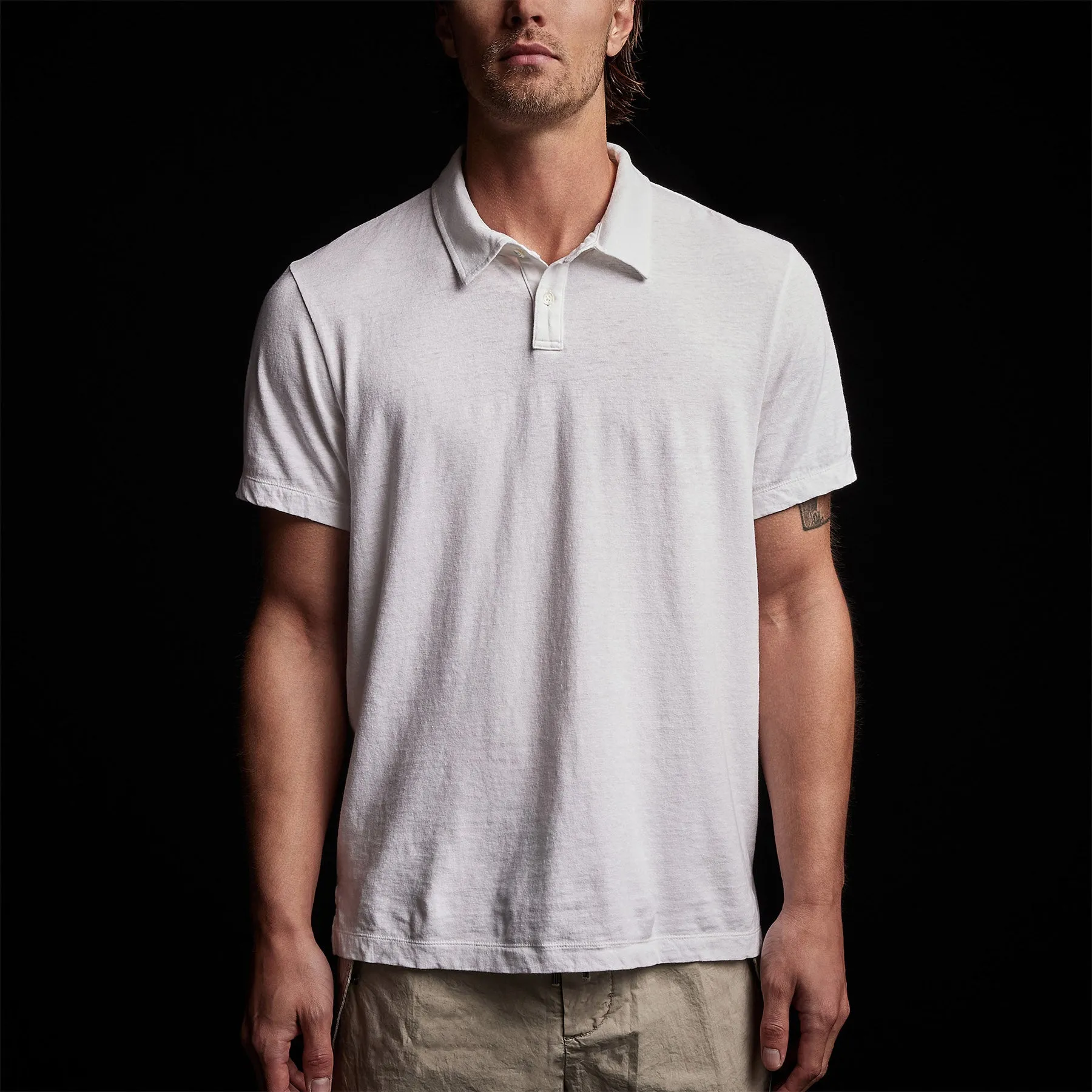 Soft Slub Jersey Short Sleeve Polo - White