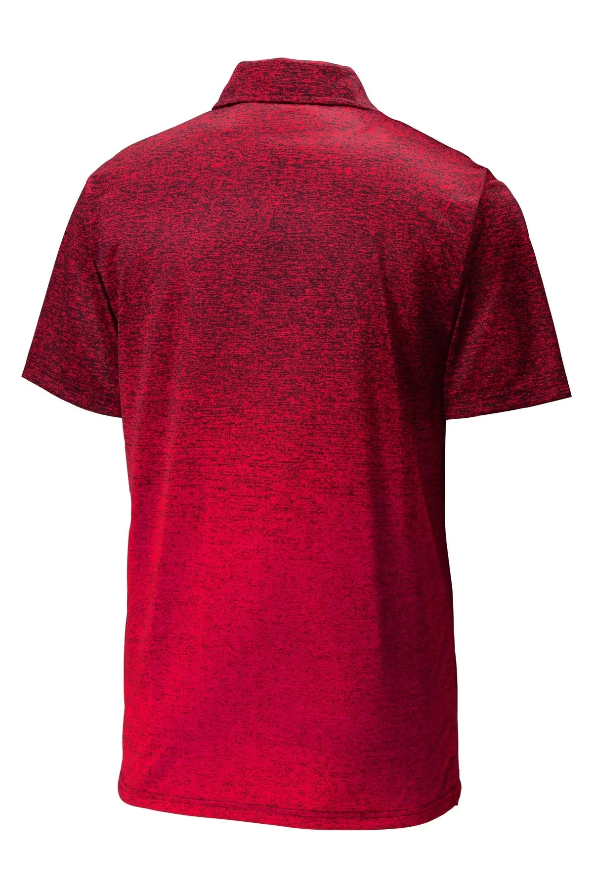 Sport-Tek  Ombre Heather Polo. ST671 Deep Red/ Black
