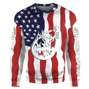 US American Fishing Hunting Flag deer duck Fish hook Custom fishing Sweatshirt NPQ754