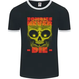Zombies Never Die Halloween Skull Horror Mens Ringer T-Shirt FotL